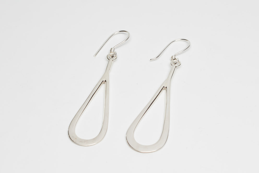 Long Open Silver Teardrop Earrings - Renata Rubio 92.5 - EJF231