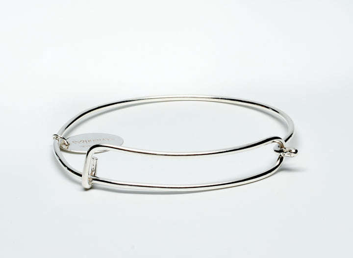 Long Rectangle Closure Silver Bangle