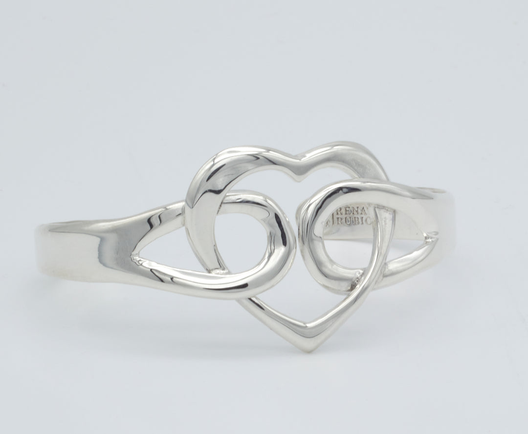 Silver Looped Heart Cuff