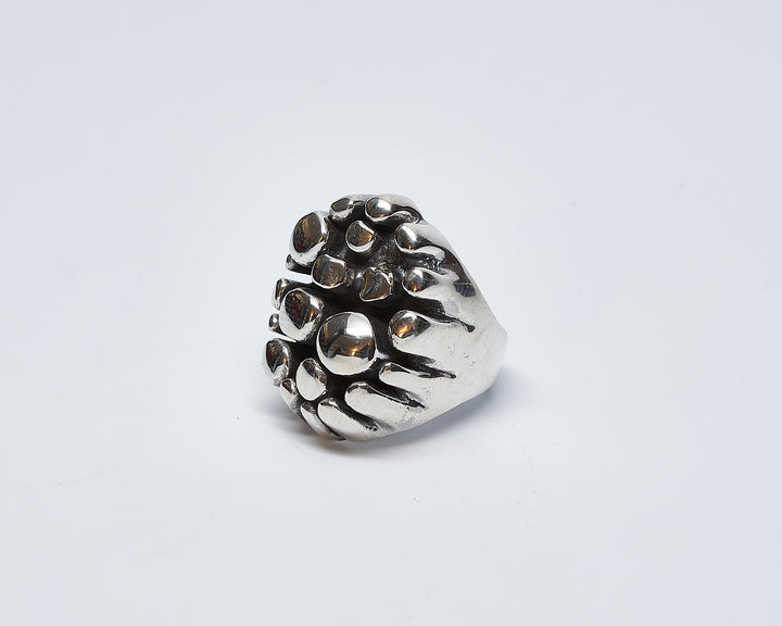 Mosaic oxidized silver ring by Renata Rubio 92.5 – handcrafted, wax-cast, and strikingly detailed sterling silver jewelry.