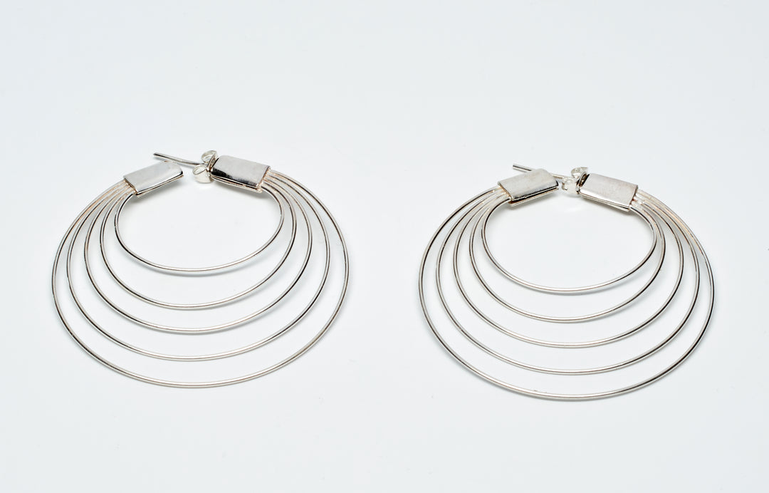 Multi Silver Thread Hoop Earrings