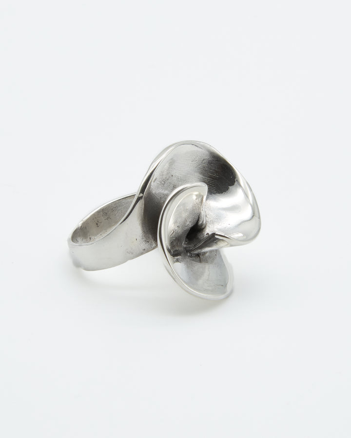 Open Petal Silver Ring