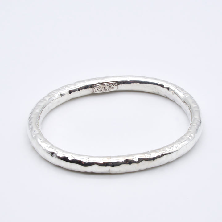 Oval Pounded Sterling Silver Bangle - Renata Rubio 92.5