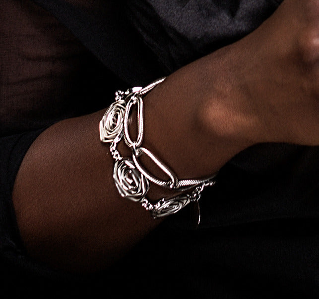 Silver Labyrinth Bracelet on Model