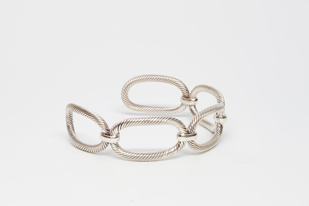 Silver Oval Rope Cuff
