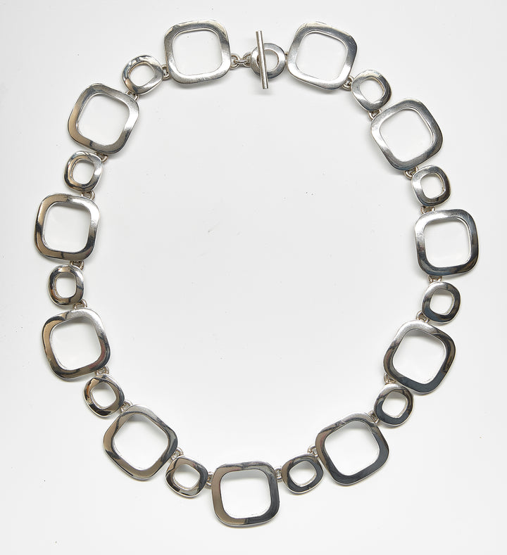 Circle and Square Silver Necklace