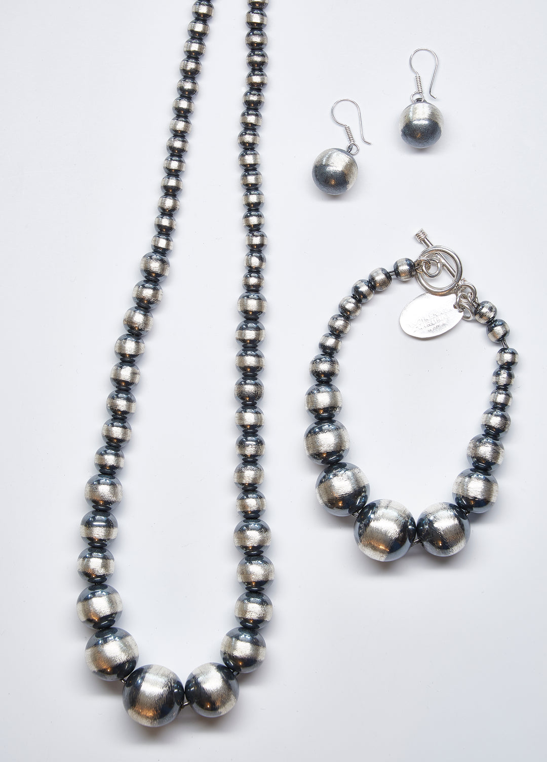 Set of Graduated Oxidized Silver Beads