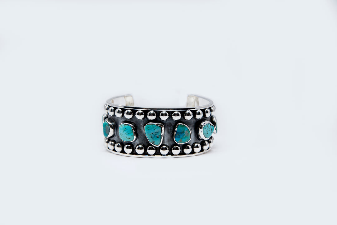 Oxidized Silver Cuff with Sleeping Beauty Turquoise - Renata Rubio 92.5 - BJO254