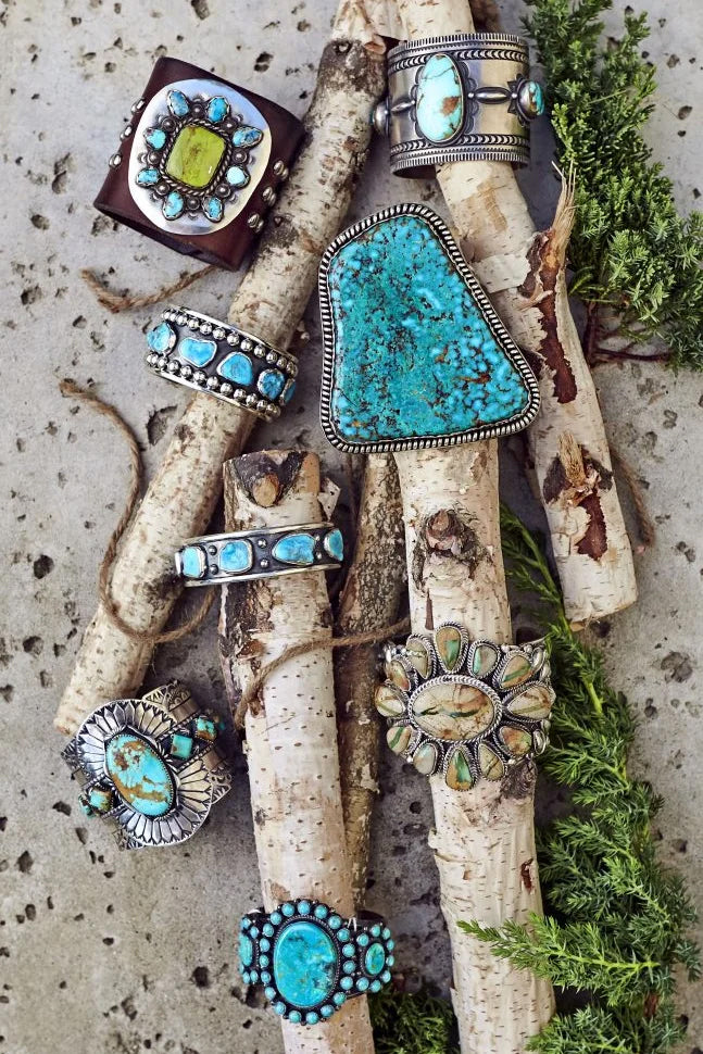 Featured in Cowboys and Indians Magazine, Oxidized Silver Cuff with Sleeping Beauty Turquoise - Renata Rubio 92.5