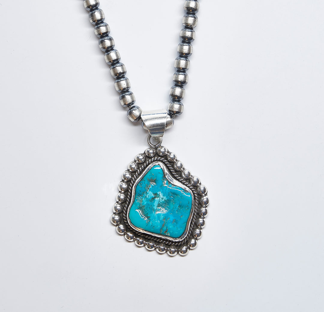 Oxidized Silver Pendant with Sleeping Beauty Turquoise - Renata Rubio 92.5