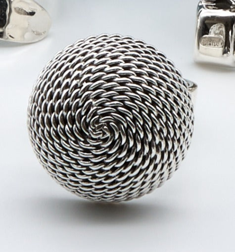 Oxidized Silver Rope Dome Ring - Renata Rubio 92.5 - RGG180