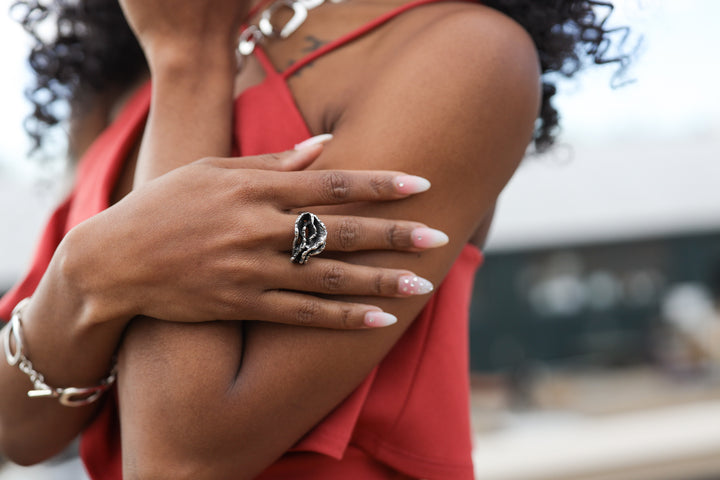 Oxidized Silver Sponge Coral Ring - Renata Rubio 92.5 - RJL909