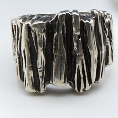 Oxidized Silver Wood Ring