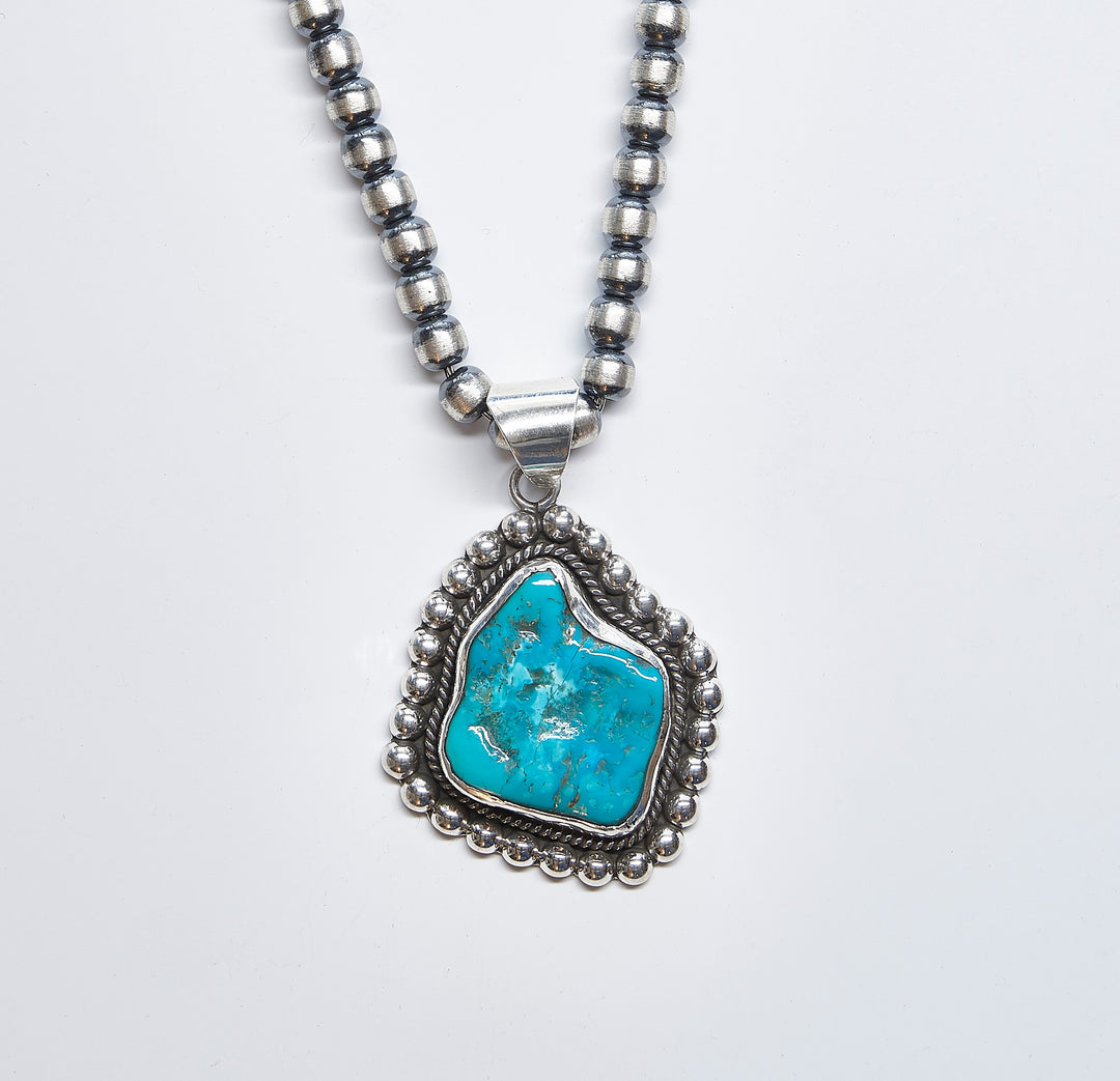 Oxidized Silver Sleeping Beauty Turquoise Pendant