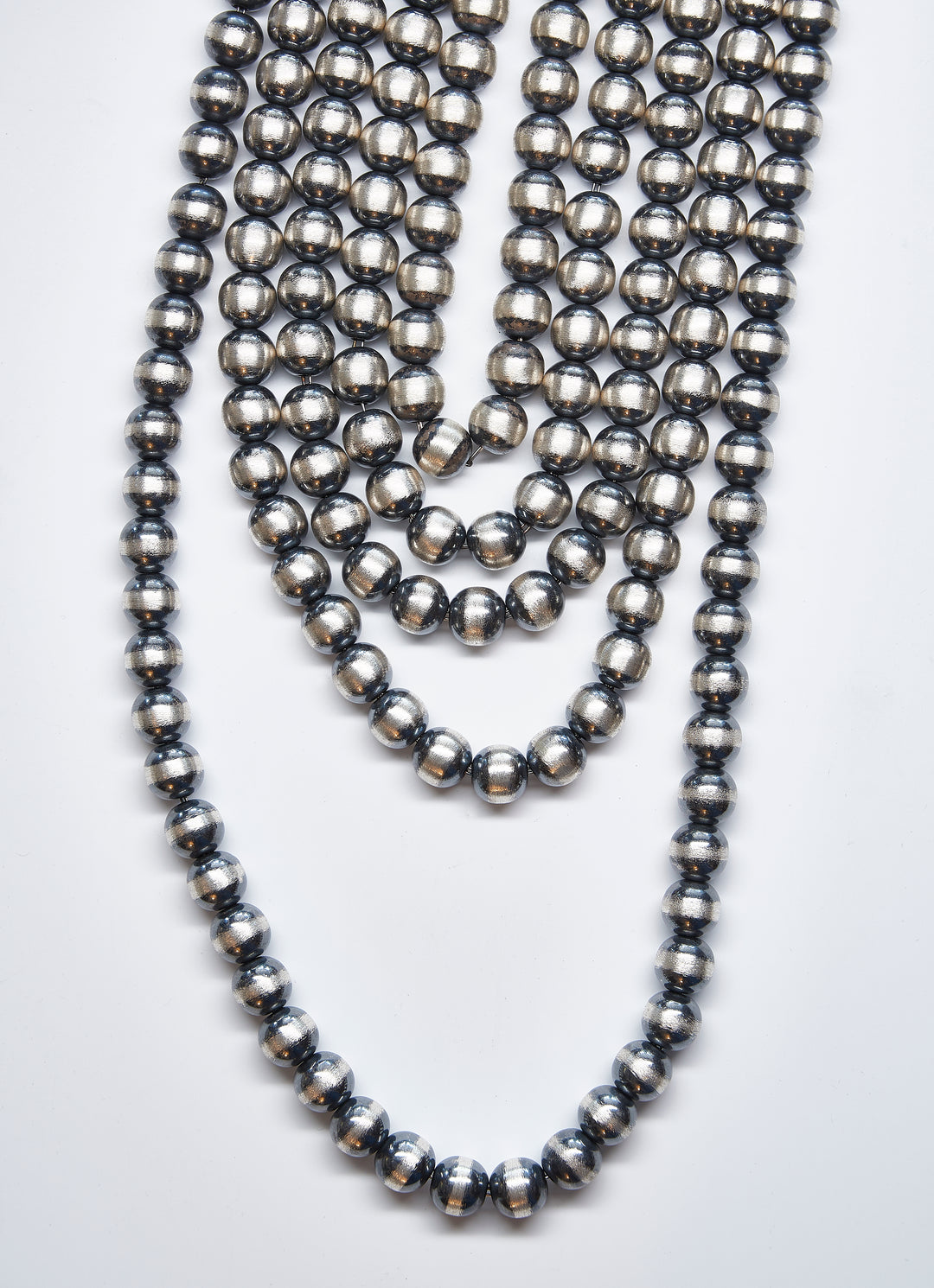 8MM Oxidized Silver Beaded Necklace