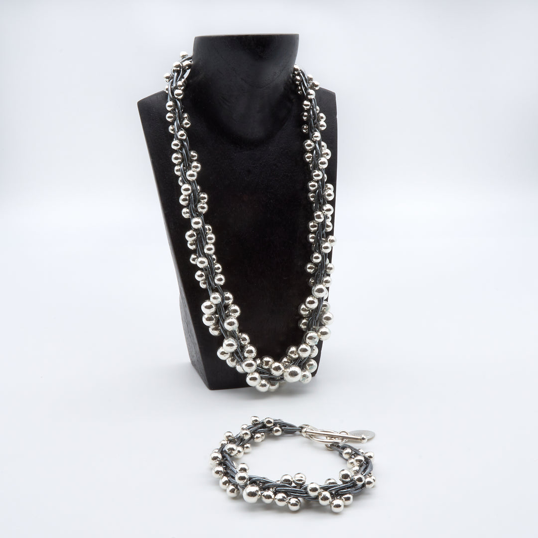 Oxidized and Shiny Silver Bracelet - Renata Rubio 92.5 - BAJ545