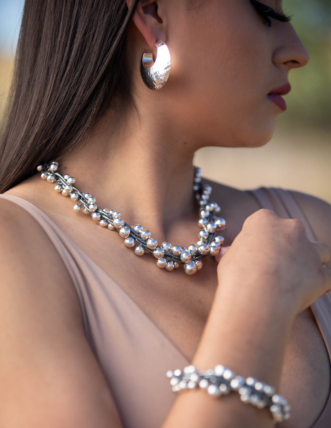 Oxidized and Shiny Silver Bracelet - Renata Rubio 92.5 - BAJ545