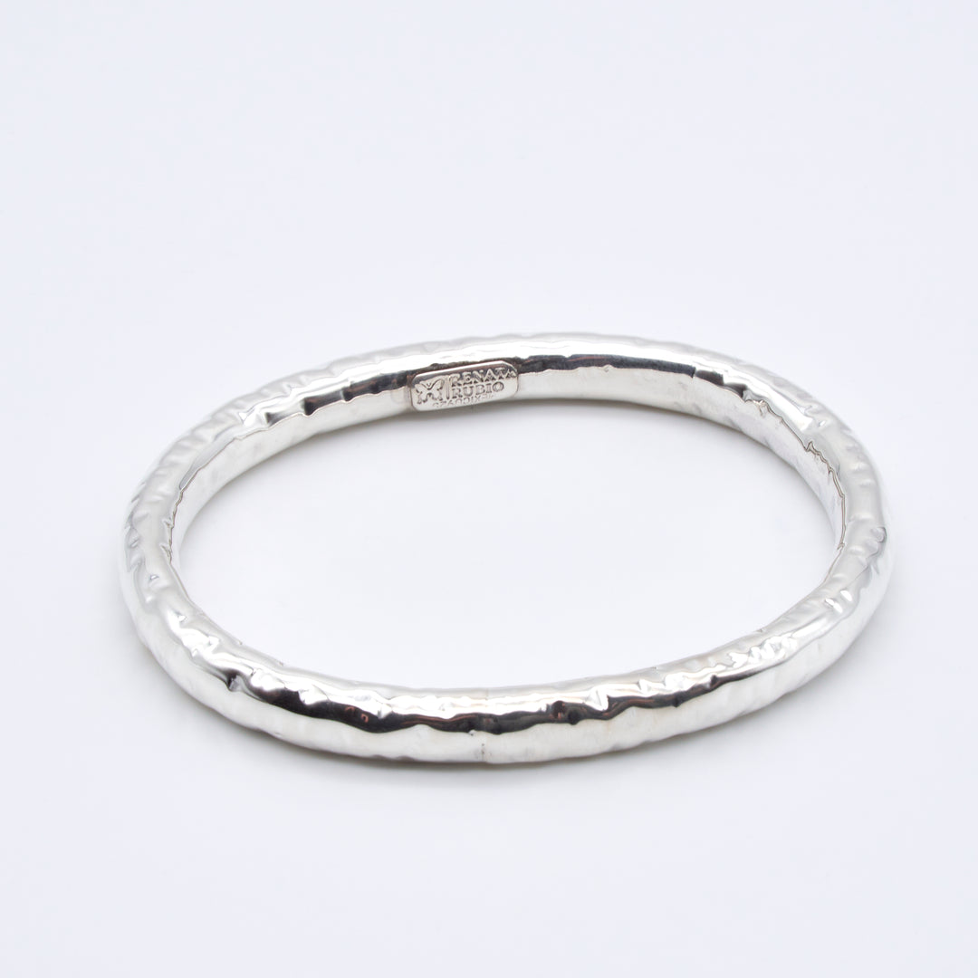 Pounded Silver Oval Bangle - Renata Rubio 92.5 - BAJ516