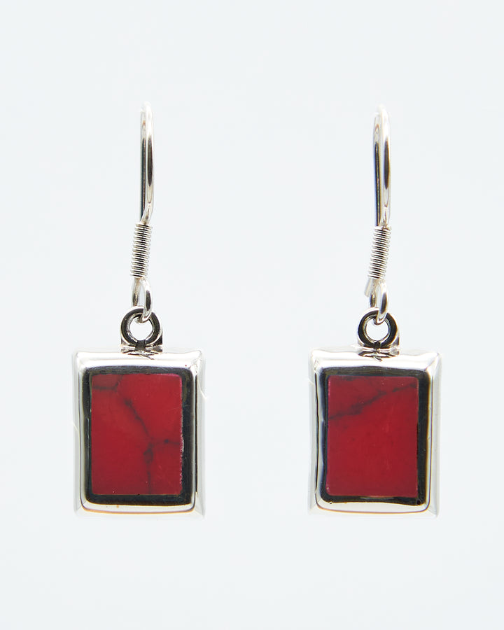 Rectangle Silver Earrings with Enamel - Renata Rubio 92.5 - EET924-AB