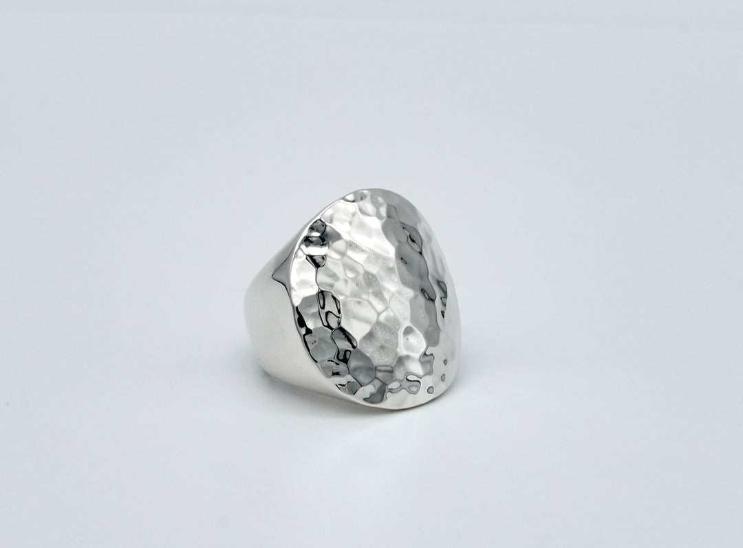 Rock Solid Silver Convex Pounded Ring - Renata Rubio 92.5 - RJL707