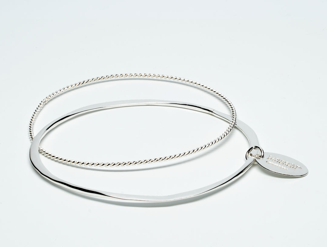 Twin Ropy Silver Bangle Bracelet