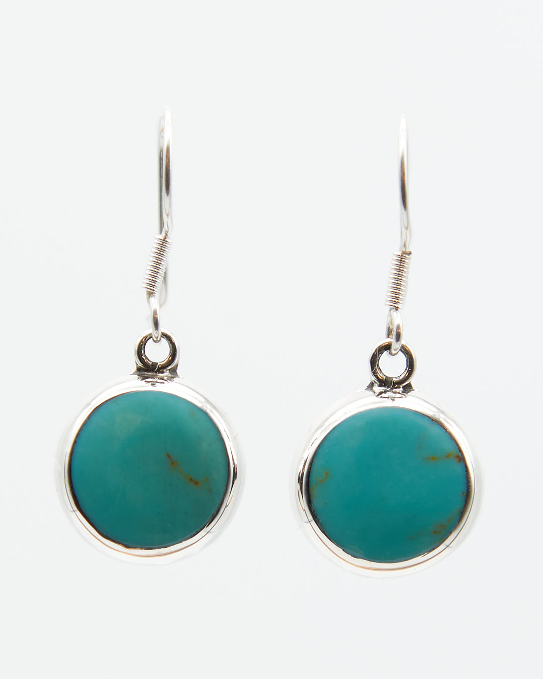 Round Silver Dangle Earrings with Enamel - Renata Rubio 92.5 - EET919-AB