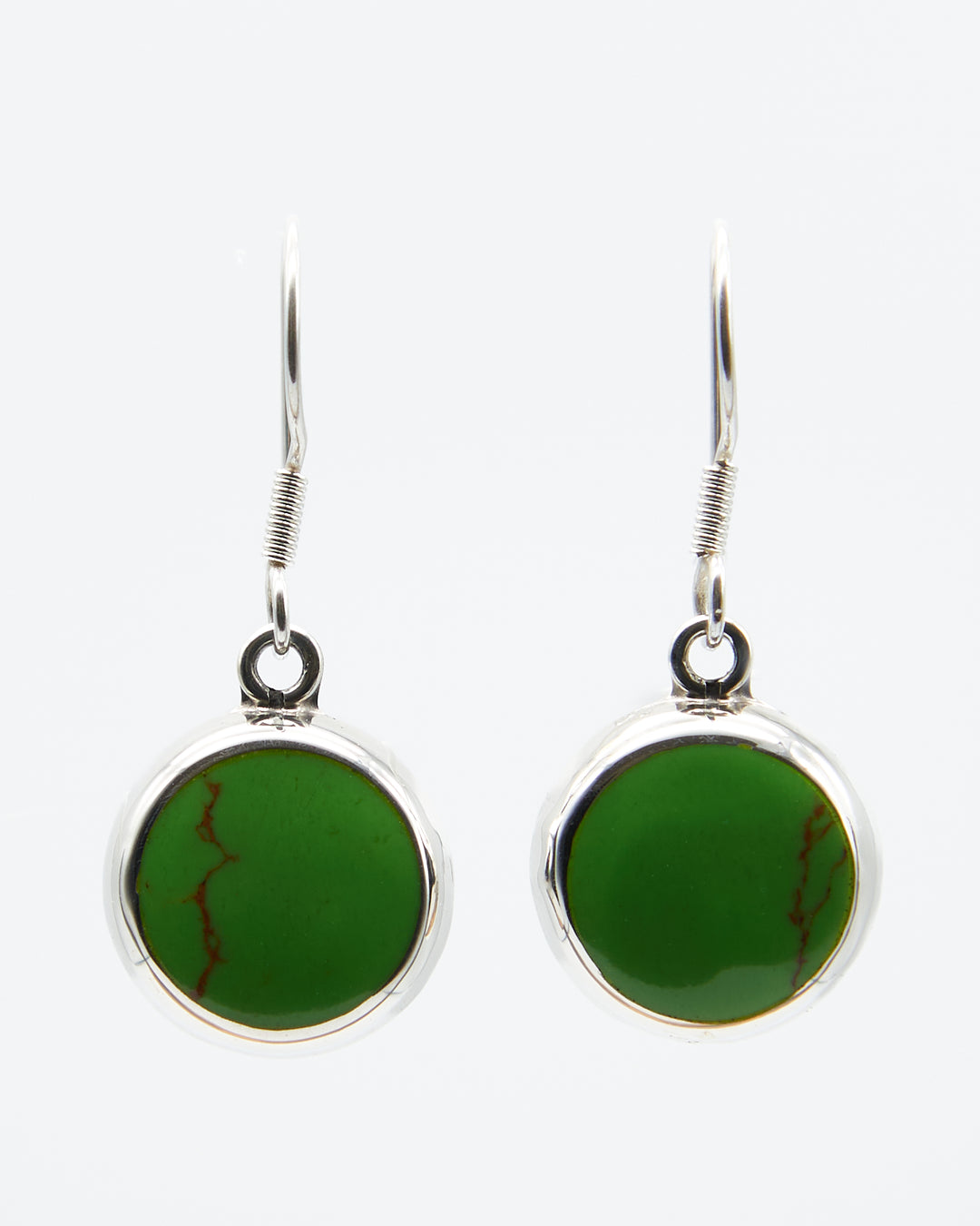 Round Silver Dangle Earrings with Enamel - Renata Rubio 92.5 - EET919-AB