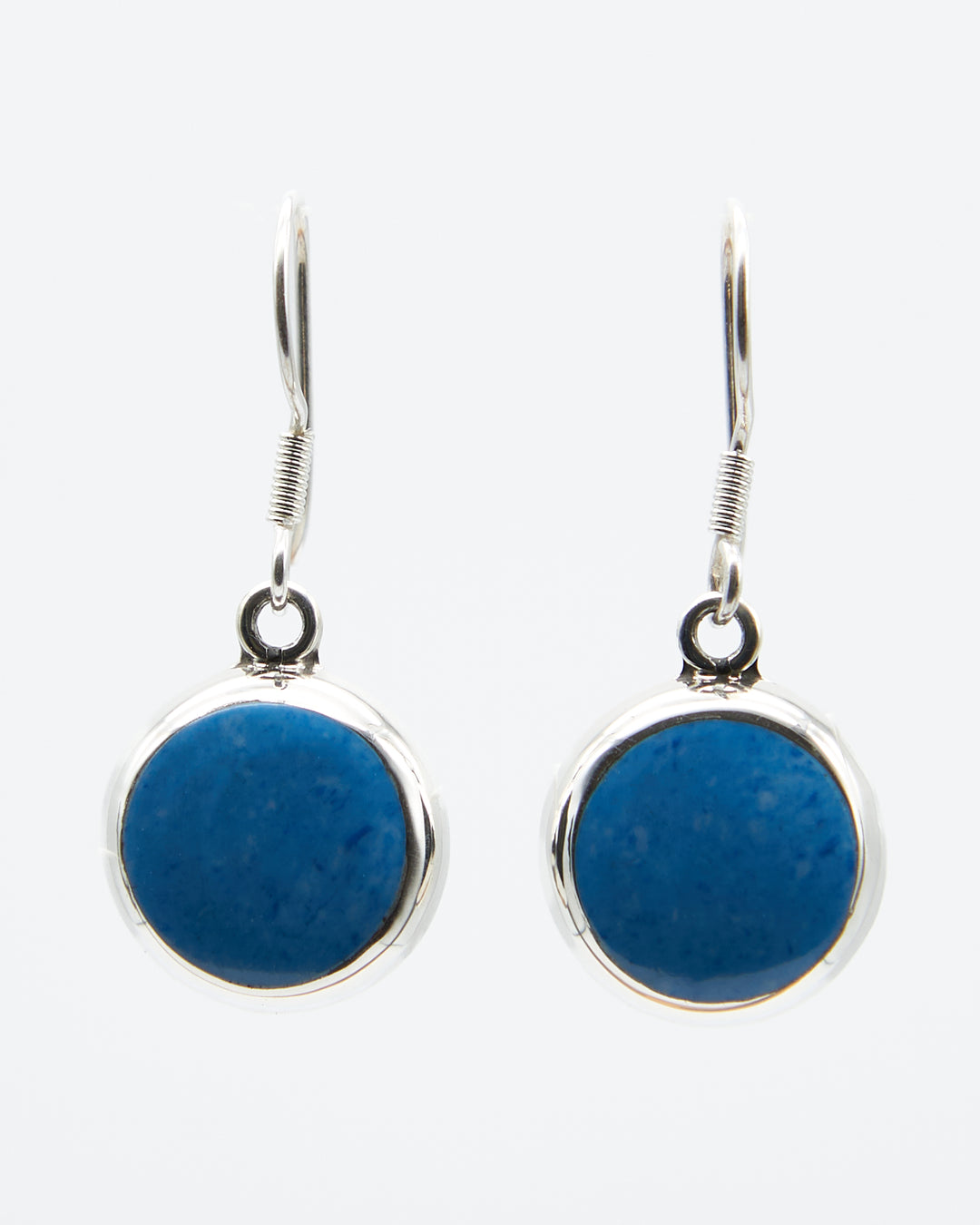 Round Silver Dangle Earrings with Enamel - Renata Rubio 92.5 - EET919-AB