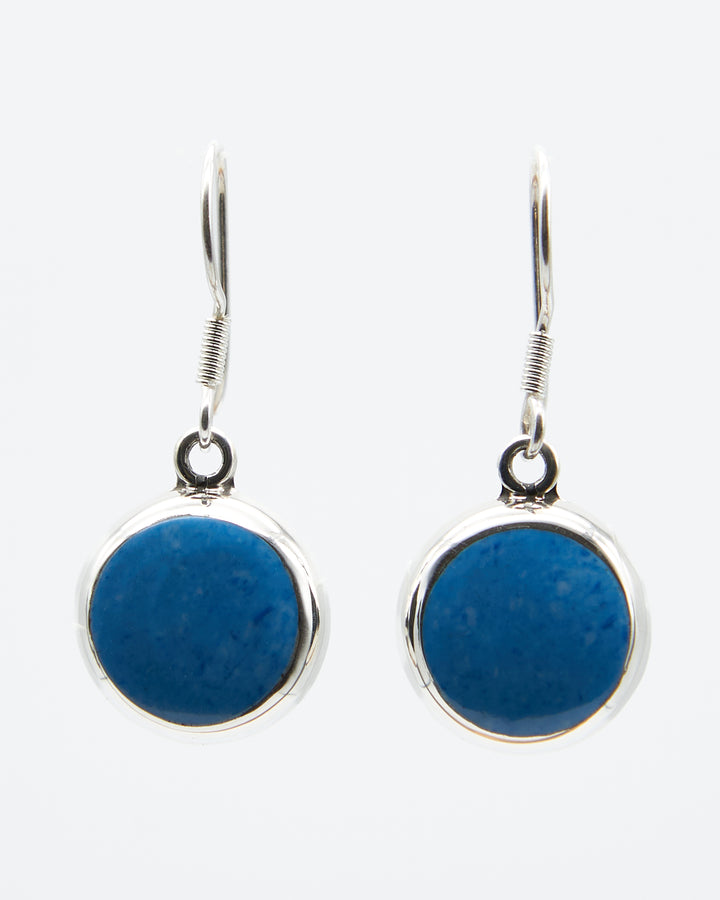 Round Silver Dangle Earrings with Enamel - Renata Rubio 92.5 - EET919-AB