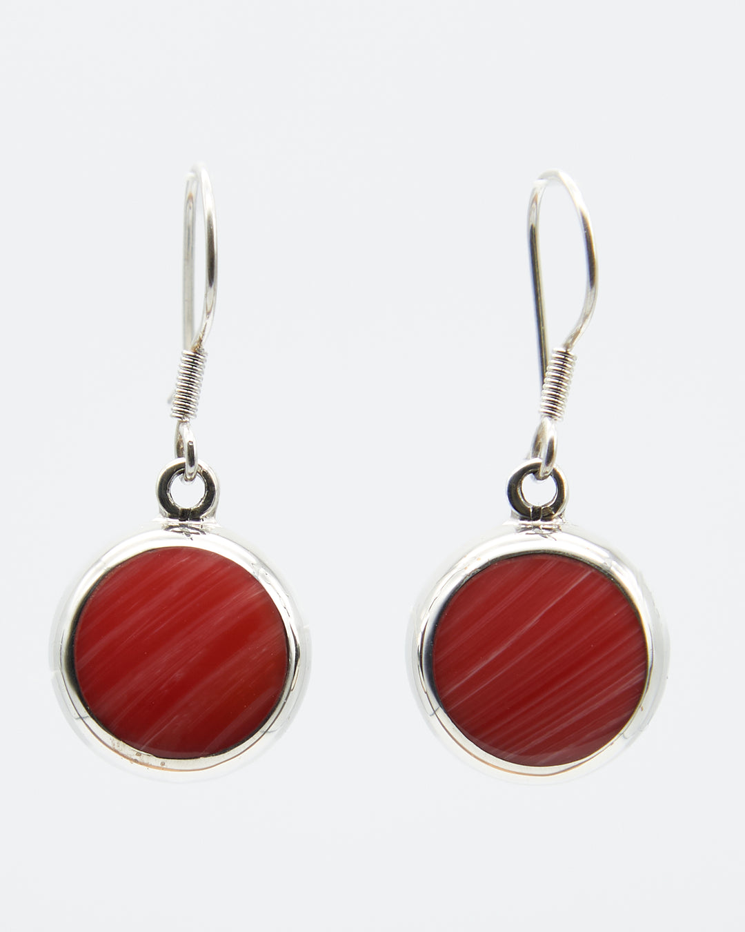 Round Silver Dangle Earrings with Enamel - Renata Rubio 92.5 - EET919-AB