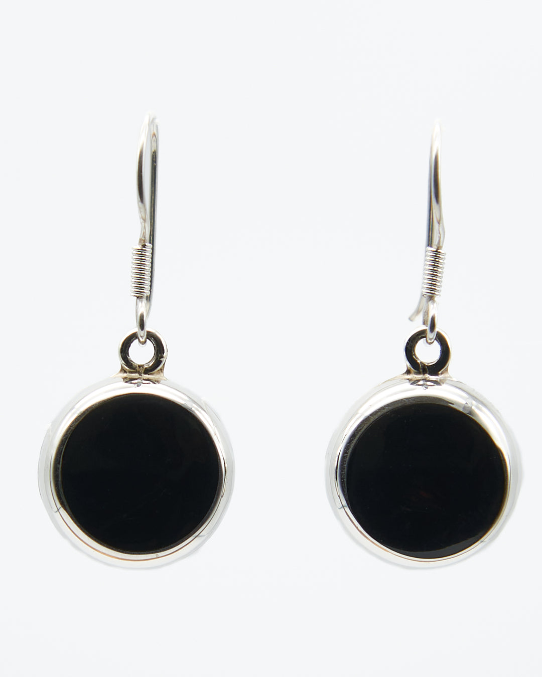 Round Silver Dangle Earrings with Enamel - Renata Rubio 92.5 - EET919-AB