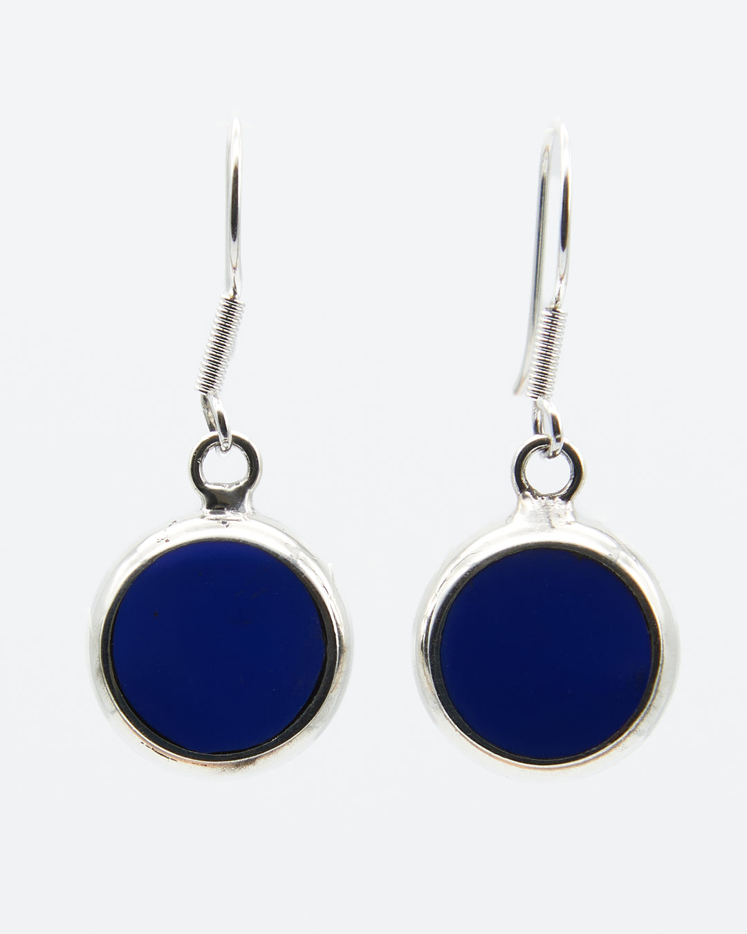 Round Silver Dangle Earrings with Enamel - Renata Rubio 92.5 - EET919-AB