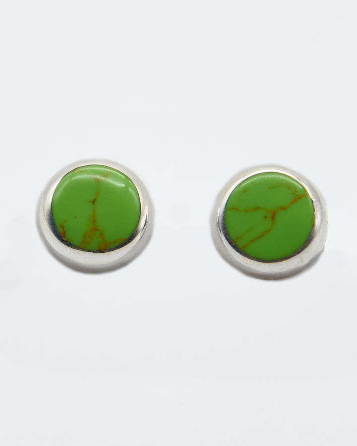 Round sterling silver stud earrings with colorful gaspiate enamel by Renata Rubio 92.5