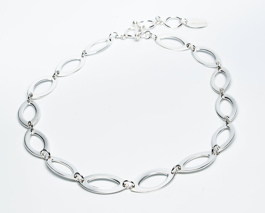 Seed-Shaped Sterling Silver Necklace