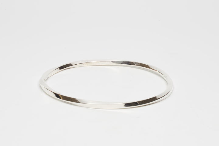 Cubed Twisted Silver Bangle