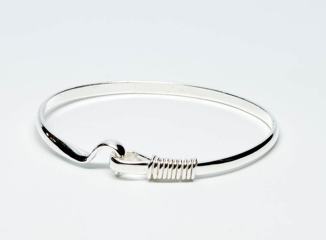 Silver Bangle with Hook Clasp