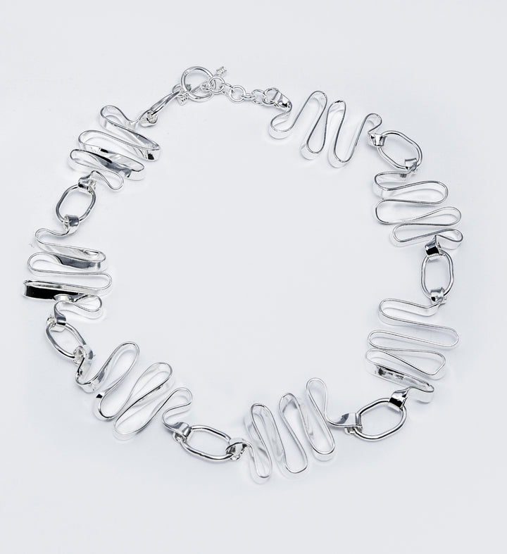 Candy Swirl Silver Chain Link Necklace
