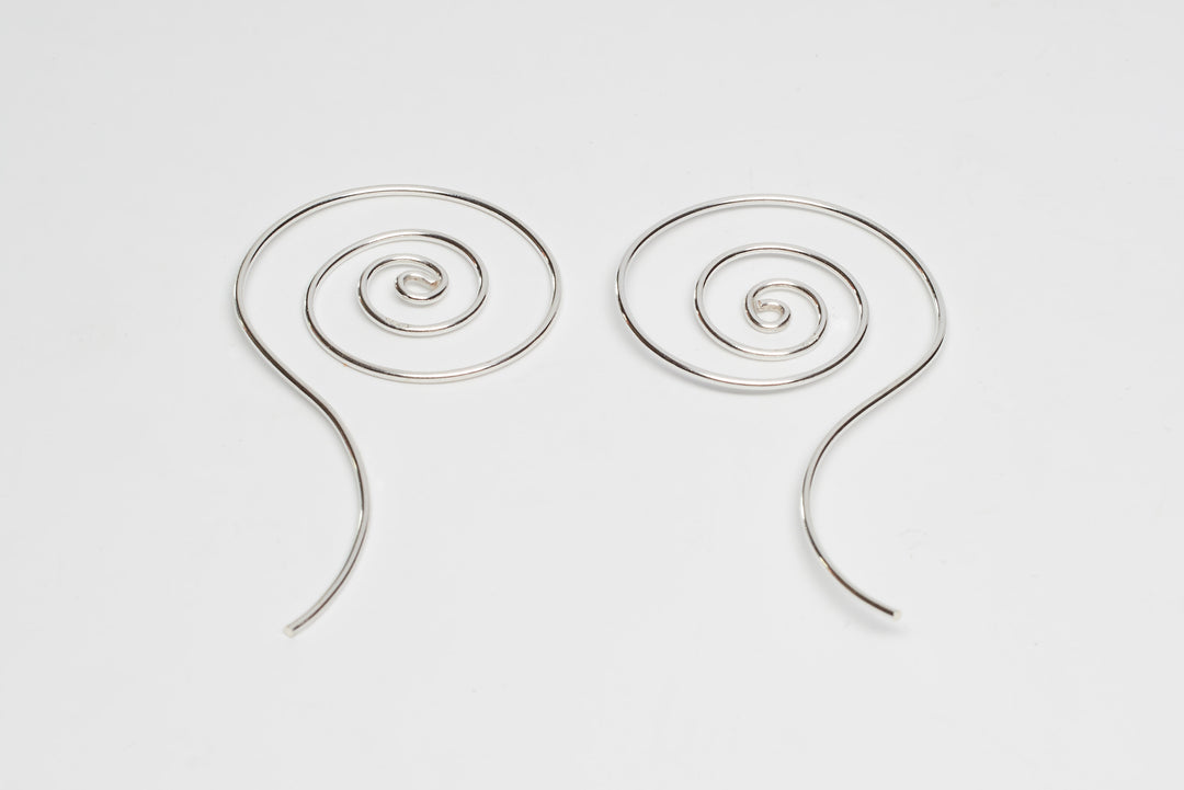 Silver Coiled Threader Earrings