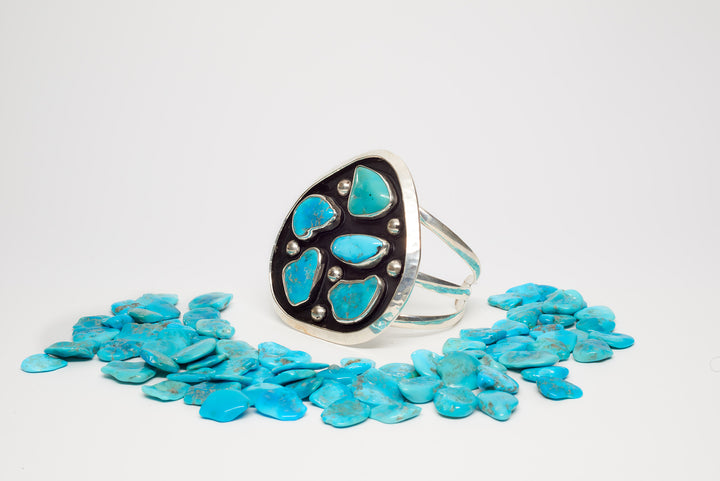 Silver Cuff with Sleeping Beauty Turquoise - Renata Rubio 92.5 - handmade sterling silver jewelry with lifetime warranty