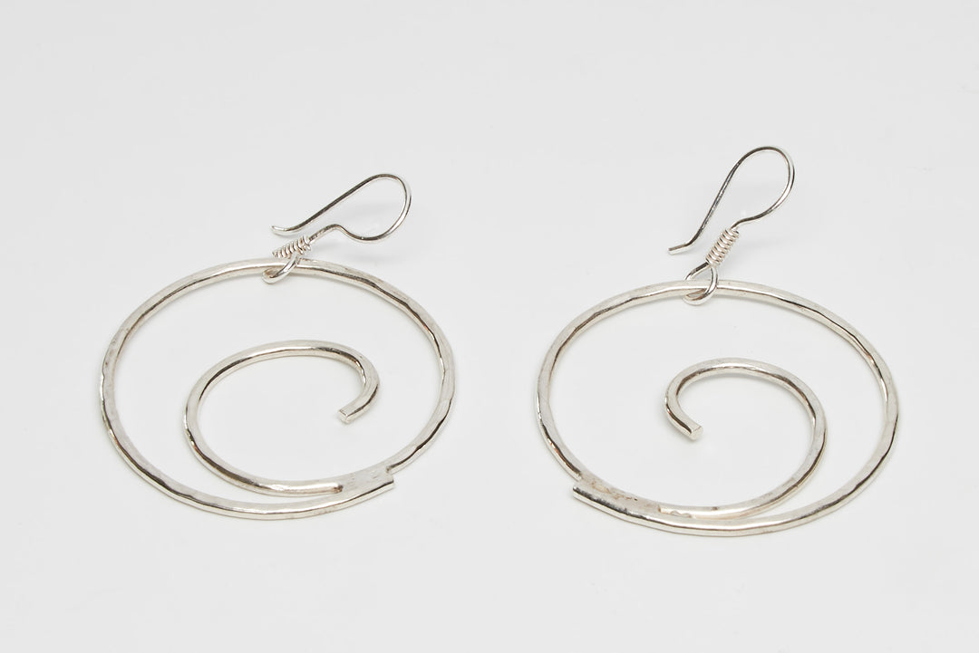 Silver Curled Loop Earrings by Renata Rubio 92.5 - Handmade sterling silver jewelry with lifetime warranty.