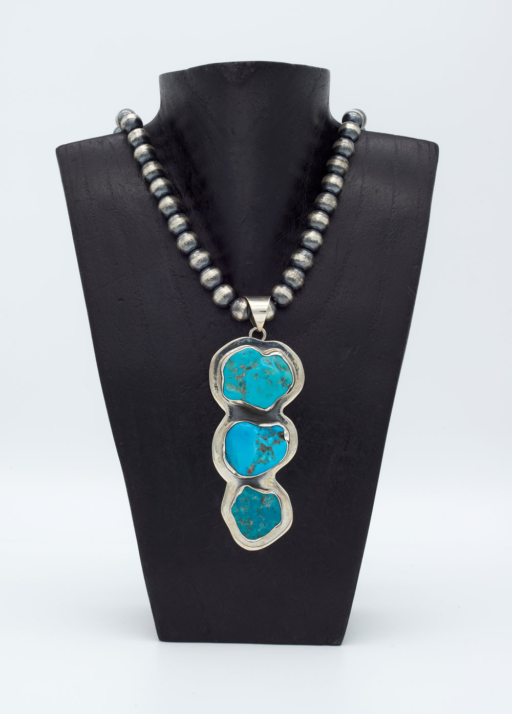 Mosaic Sterling Silver Pendant with Sleeping Beauty Turquoise, artisan jewelry by Renata Rubio 92.5 