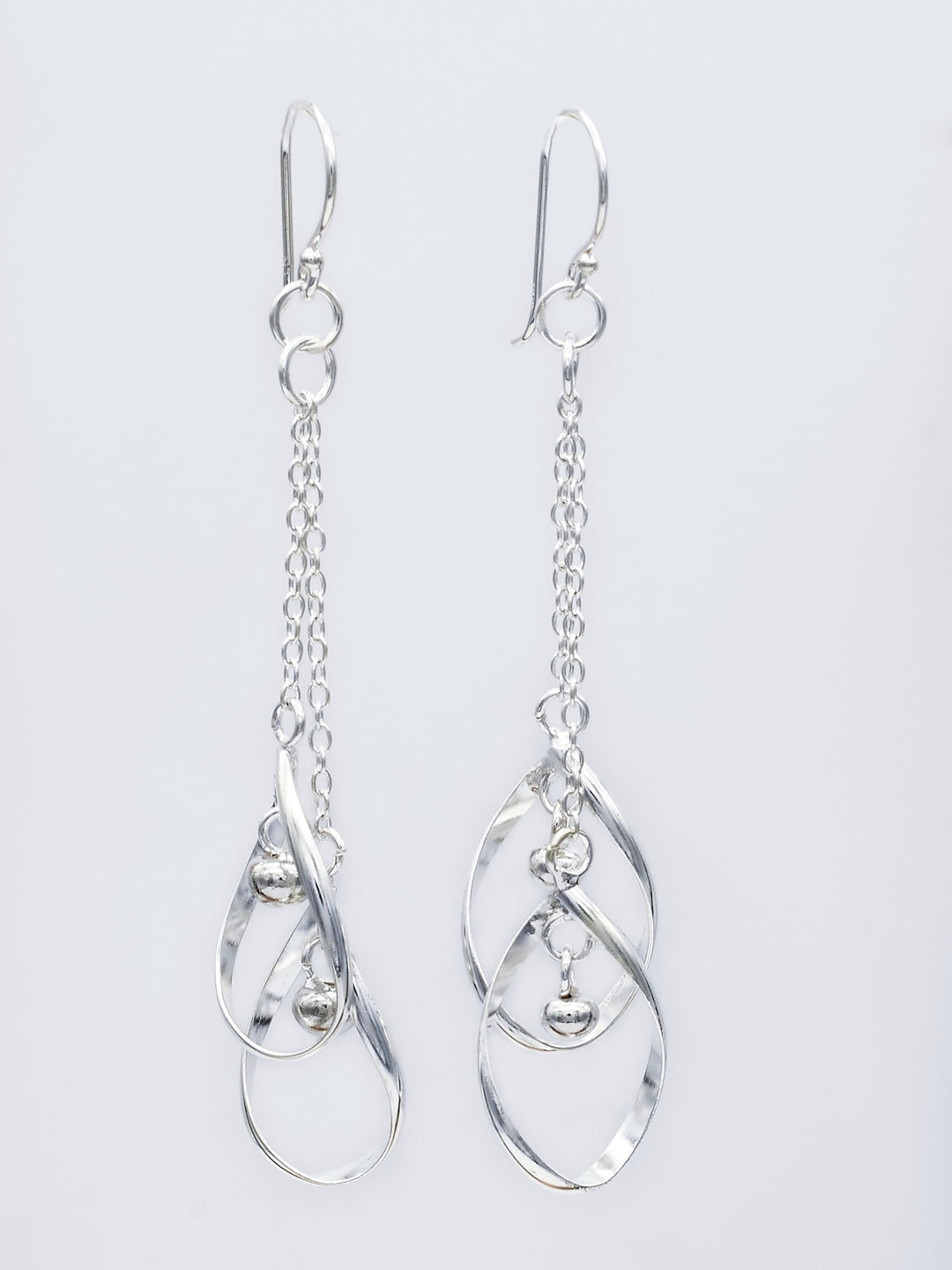 Double Teardrop Silver Dangle Earrings