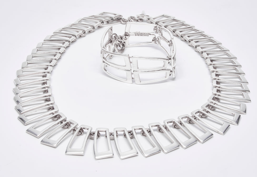 Silver Open Rectangle Bracelet - Renata Rubio 92.5 - BAJ524