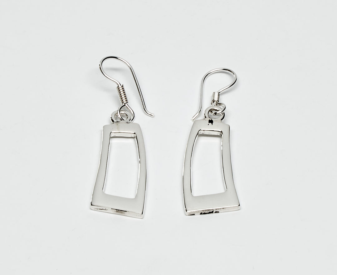 Silver Open Rectangle Earrings - Renata Rubio 92.5 - EAJ122