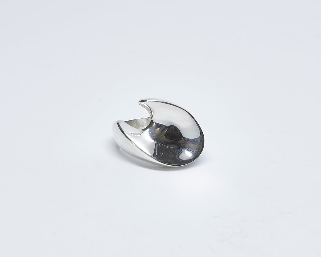 Silver Oval Concave Open Ring