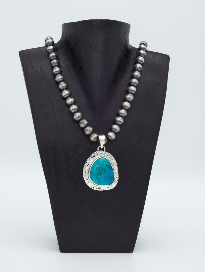 Silver Pendant with Sleeping Beauty Turquoise - Renata Rubio 92.5 - PJO801