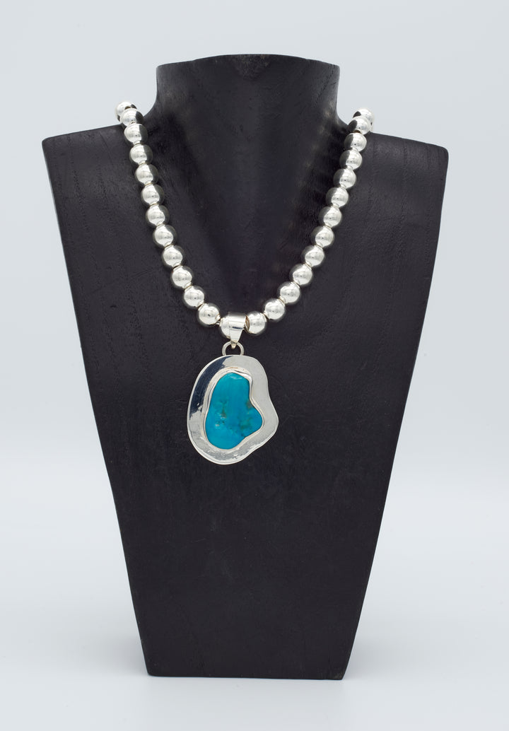 Silver Pendant with Sleeping Beauty Turquoise - Renata Rubio 92.5