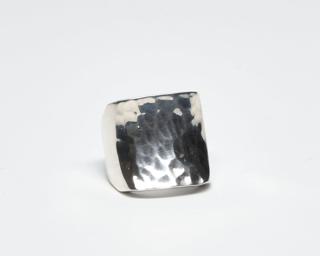 Rectangular Silver Ring Design Curved Rectangle Sterling Silver Ring | Handmade | Renata Rubio 92.5