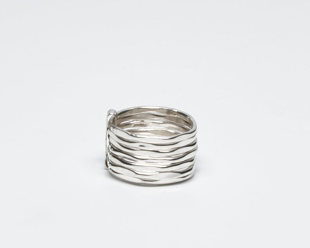 Rustic Silver 7 Band Ring
