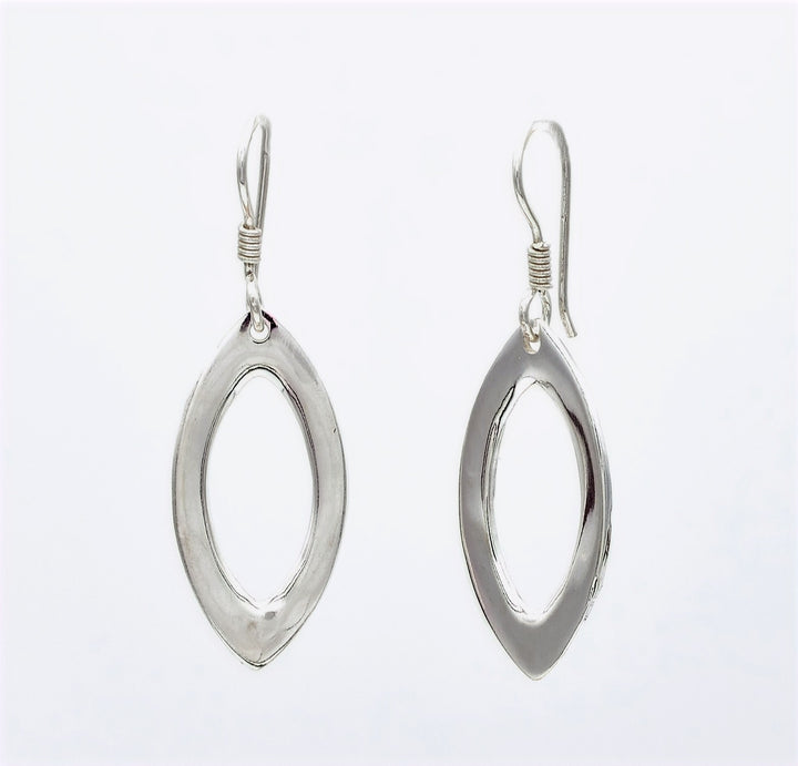 Seed-Shaped Silver Dangle Earrings